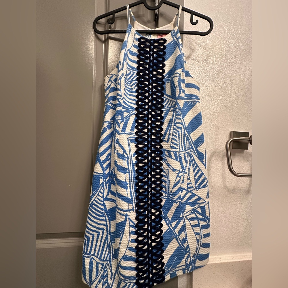 Lilly Pulitzer Blue and White Midi Dress